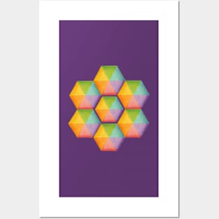 Groovy Rainbow Hexagons Posters and Art